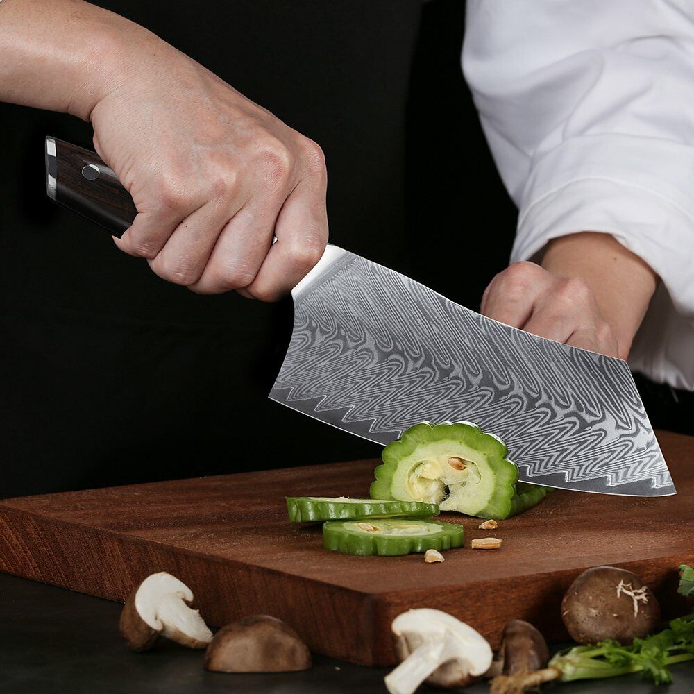 TURWHO 7inch Cleaver Knife 67-Layer Japanese VG10 Damascus Steel Chef Knives - Fresh Stock Dated February 2026