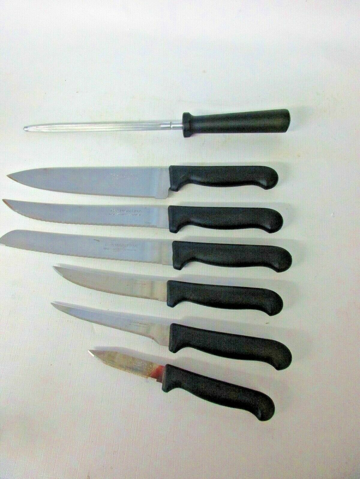 Tramontina kitchen and steak knife set in a wood block - Fresh Stock Dated January 2026