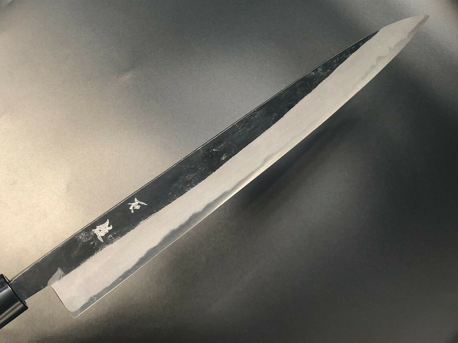 Japanese Kurouchi Forged Slicer Knife Sujihiki 285mm(11in) Blue#2 Double-Bevel - Fresh Stock Dated January 2026