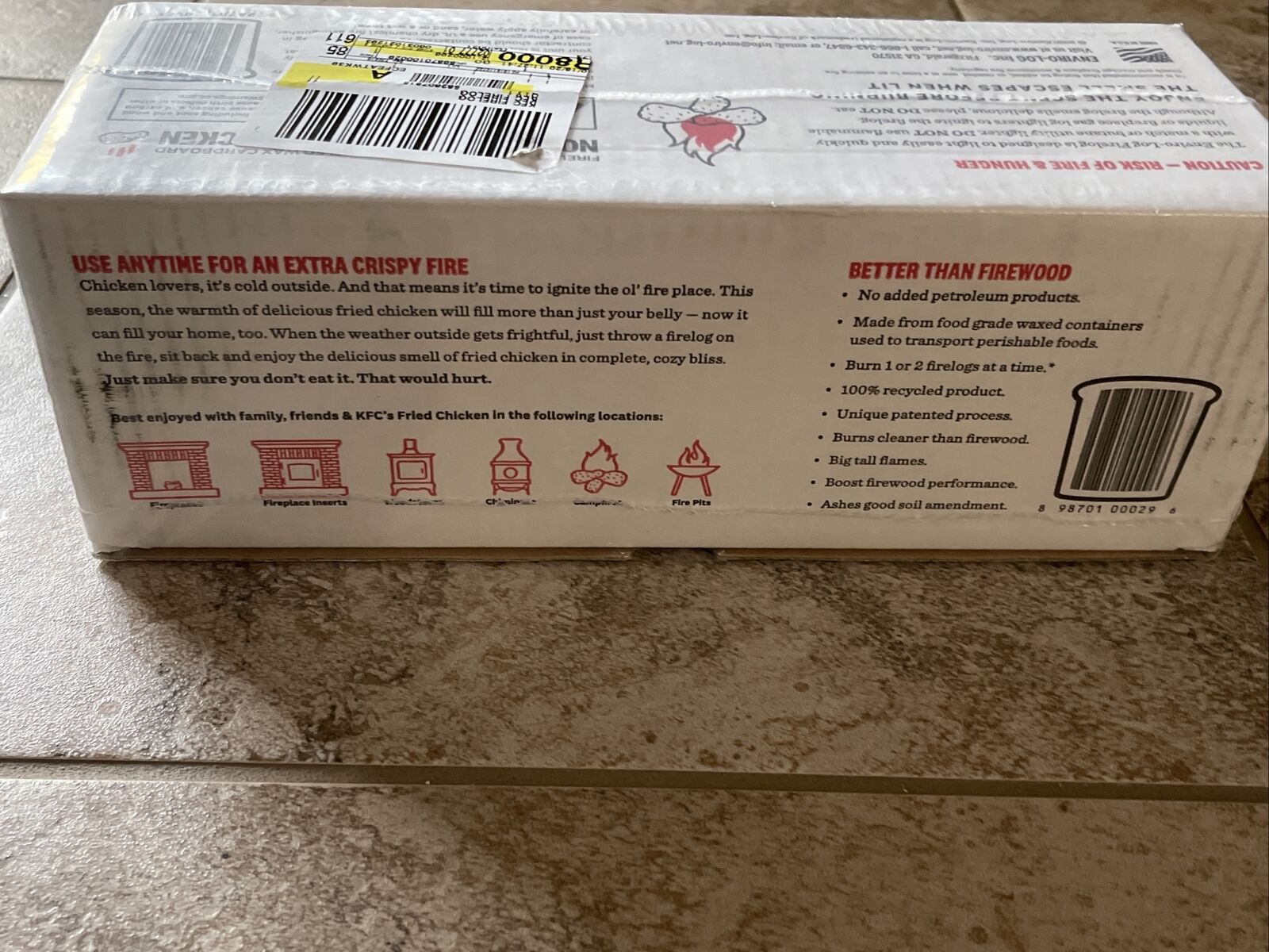 KFC 11 Herbs Spices Fire Log Enviro-Log Firelog Chicken Scented Limited Edition - Fresh Stock Dated December 2025