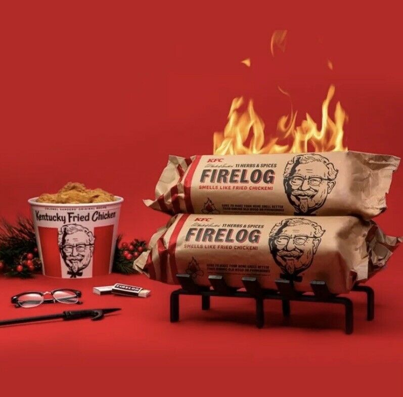 NIB KENTUCKY FRIED CHICKEN 11 HERBS & SPICES FIRELOG BY ENVIRO-LOG KFC - Fresh Stock Dated December 2025