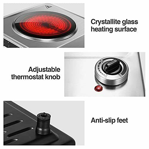 Electric Hot Plate,Ceramic Countertop Infrared Burner Temperature Control, 1200W - Fresh Stock Dated February 2026