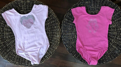 Set of 2 JACQUES MORET Girls 4T Sparkle Hearts Ballerina Slipper Ballet Leotards - Fresh Stock Dated December 2025