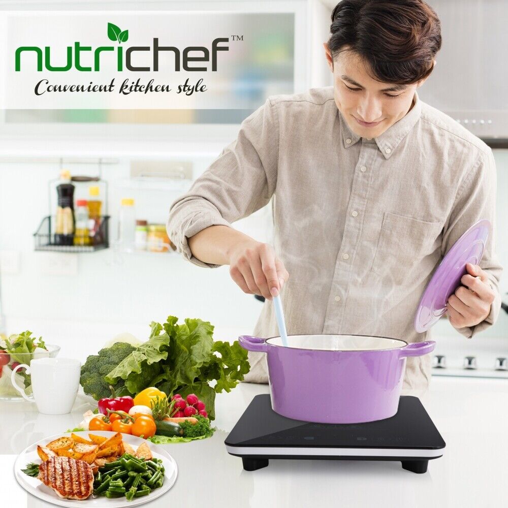 Nutrichef Induction Cooktop -Digital Countertop Burner- Adjustable Temp Control - Fresh Stock Dated February 2026