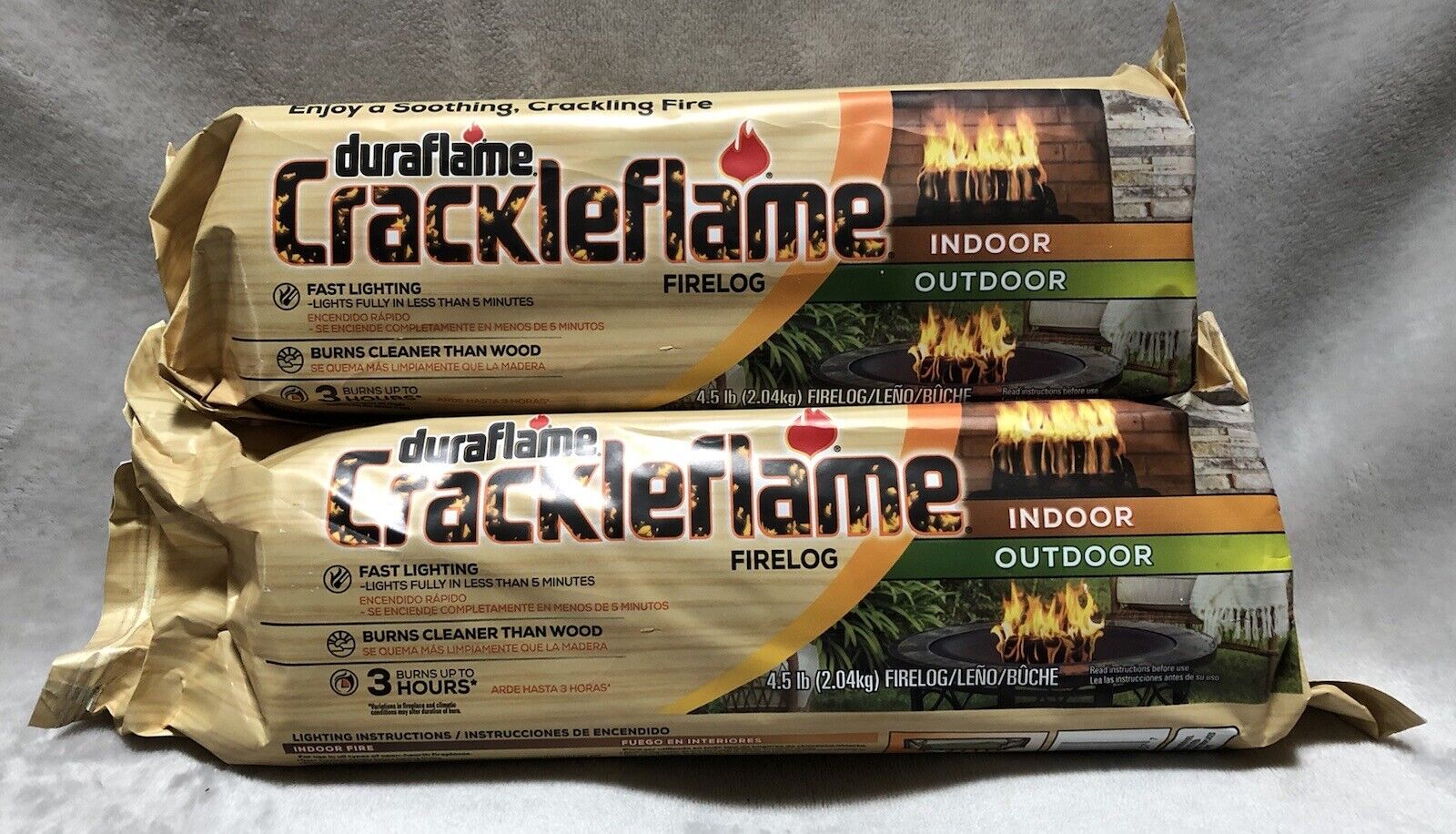 NEW X2 Duraflame Crackleflame Indoor Outdoor Campfire Fireplace Fire Pit Logs - Fresh Stock Dated January 2026