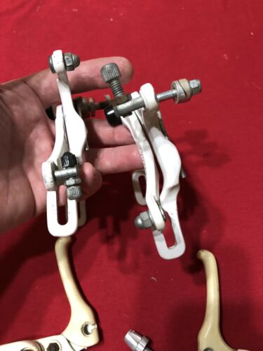 DIA COMPE BULLDOG WHITE BRAKE CALIPERS LEVERS OFF A 1993 DYNO AIR OLD SCHOOL BMX - Fresh Stock Dated December 2025