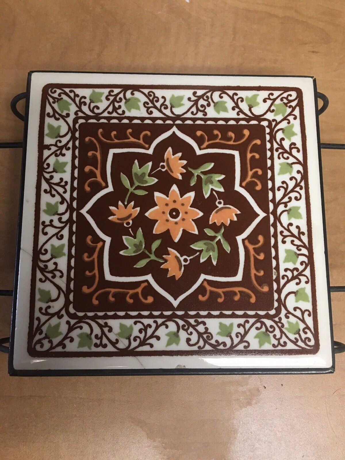 vtg mid century modern electric food warmer porcelain tile floral NO CORD - Fresh Stock Dated February 2026