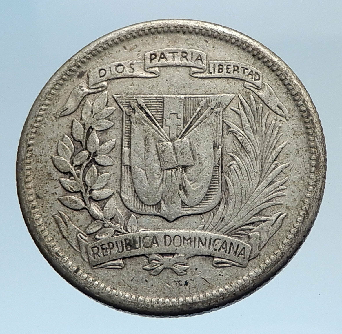 1952 DOMINICAN REPUBLIC Silver Liberty LIBERTO Arms Antique Silver Coin i74307 - Fresh Stock Dated December 2025