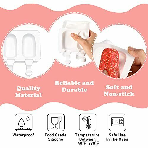 2 Pieces Silicone Cakesicle Mould Popsicle Moulds Set with 50 Pieces Wooden S... - Fresh Stock Dated February 2026