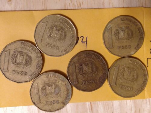 🇩🇴🇩🇴🇩🇴 (6) Dominican Republic 1 Peso Coins. Mixed Dates. 🇩🇴🇩🇴🇩🇴 - Fresh Stock Dated December 2025