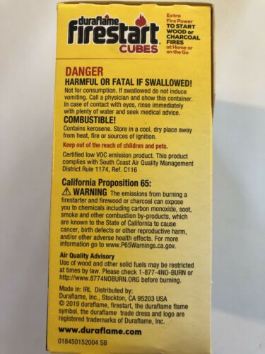 Lot Of 4 Boxes Duraflame Firestart Cubes (18 ct. Firestarters) - Fresh Stock Dated December 2025