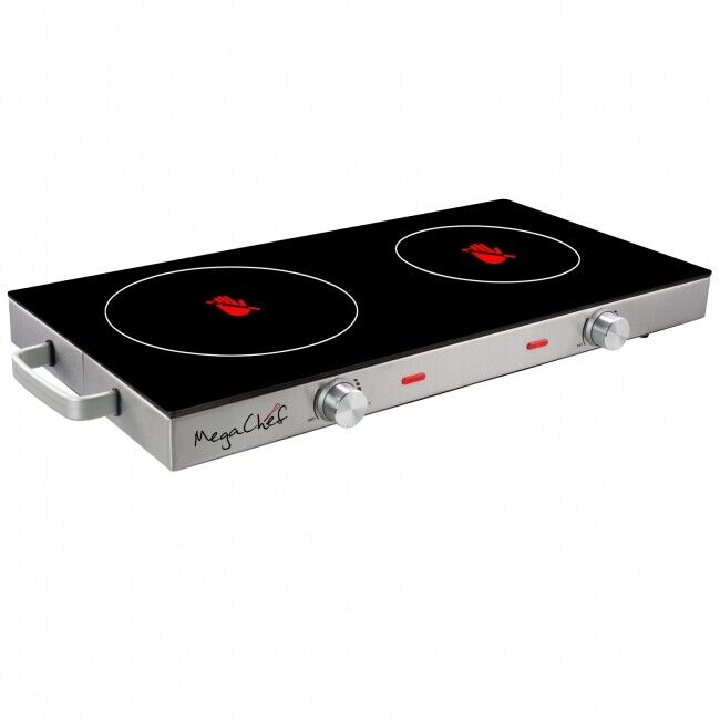 MegaChef MC-6200IC Portable Ceramic Infrared Double Electrical Cooktop w Handles - Fresh Stock Dated February 2026