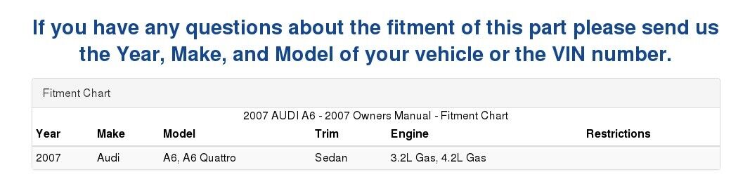 2007 AUDI A6 - 2007 Owners Manual - Fresh Stock Dated December 2025