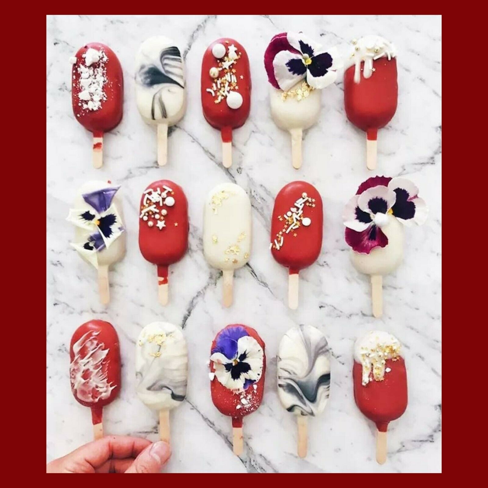 Popsicle Molds, Set of 2 Ice Cream Mold 4 Cavities with 50 Wooden Sticks RED - Fresh Stock Dated February 2026