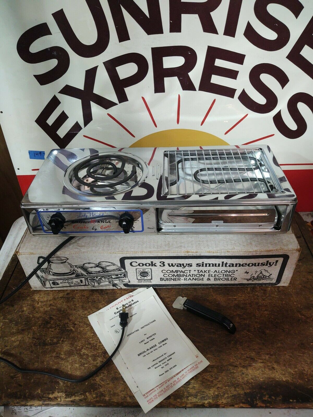 Vintage Lady Winsted Broil-R-Ange Combo Capitol Stove with Original Box Papers - Fresh Stock Dated February 2026