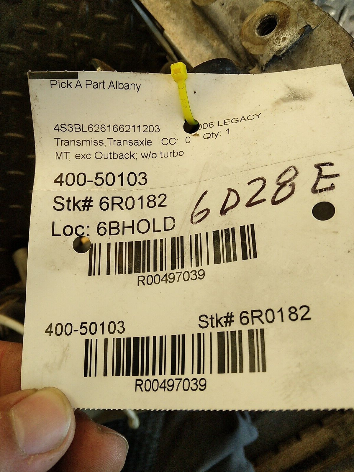 2006 Subaru Legacy 2.5L AWD Manual 5 Speed Transmission Gearbox TY757VCCAA-KA - Fresh Stock Dated December 2025