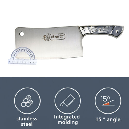 Kitchen 7'' Cleaver Knife Chopper Butcher Stainless Steel for Home Restaurant US - Fresh Stock Dated January 2026