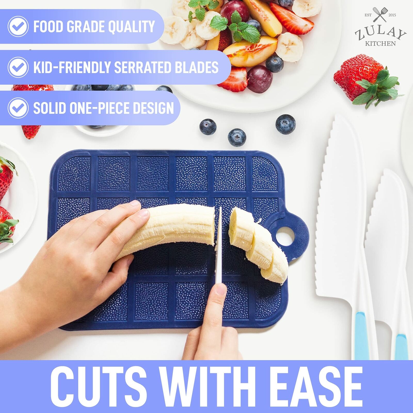 3 Piece Kids Knife Set Safe Fun Cooking Cutting Fruits, Veggies, Sandwiches Cake - Fresh Stock Dated February 2026
