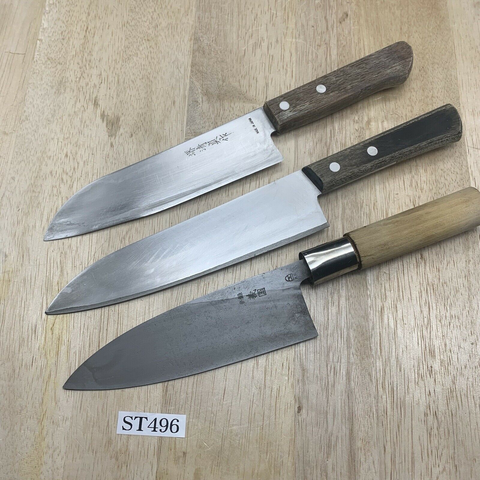 Damaged Lot of three Japanese Chef's Kitchen Knives  From Japan ST496 - Fresh Stock Dated January 2026