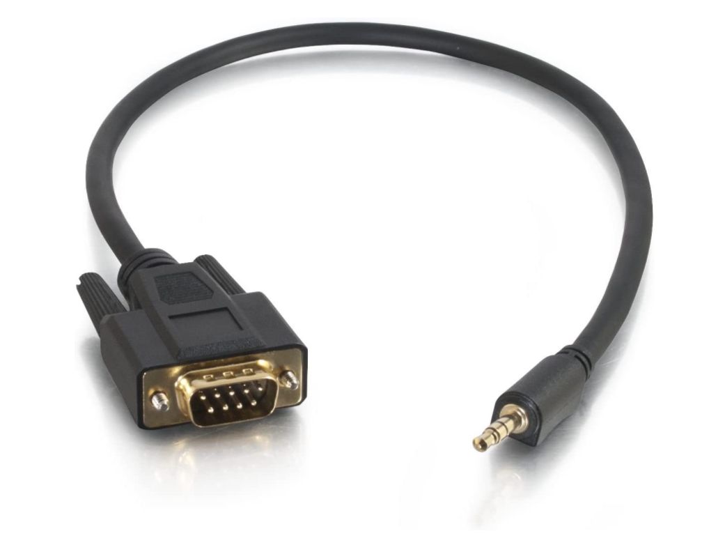 C2G Black Velocity DB9 Male to 3.5mm Male Serial RS232 Adapter Cable 1.5ft 02444 - Fresh Stock Dated December 2025