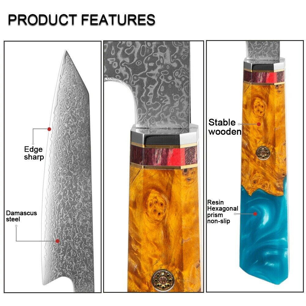 8 Inch Damascus Kitchen Knife Japan VG10 Steel Professional Kiritsuke Chef knife - Fresh Stock Dated January 2026