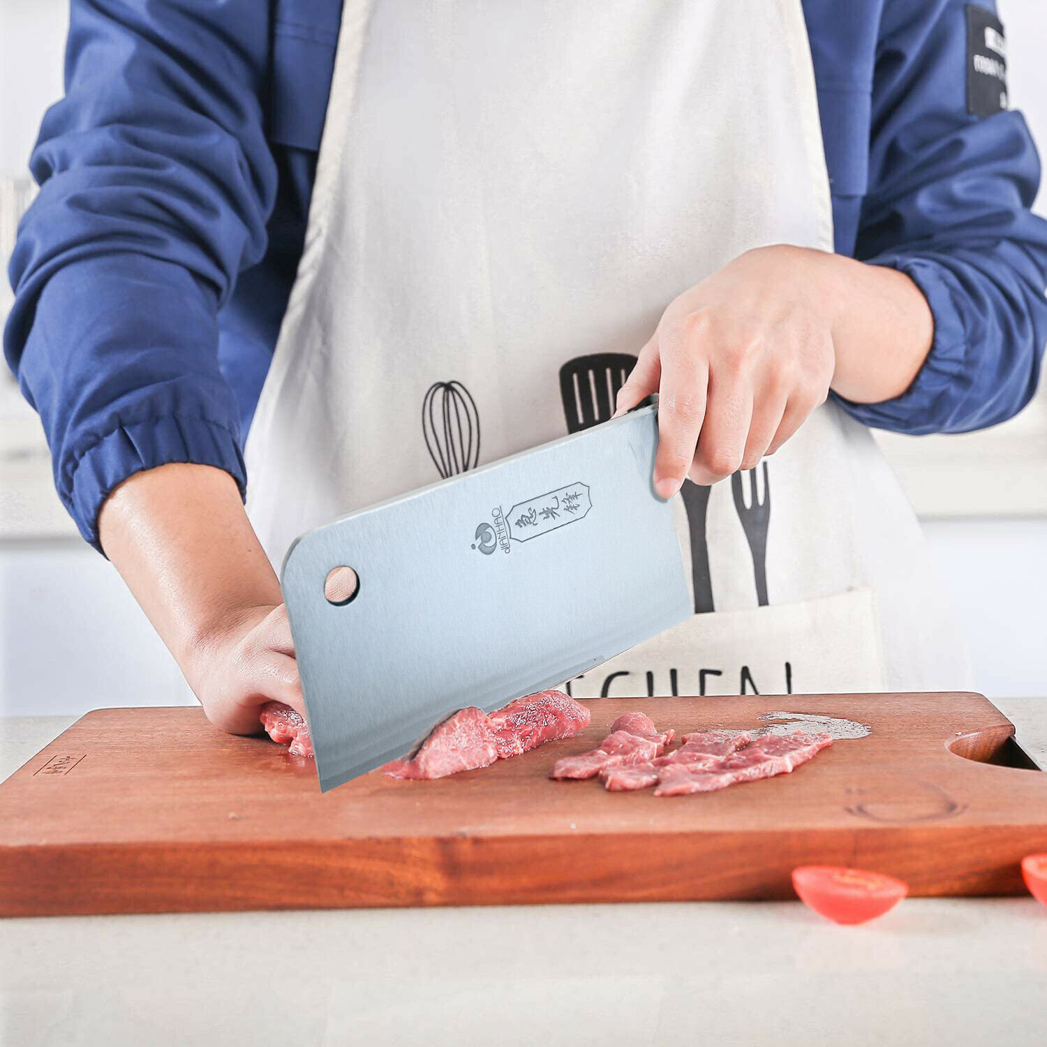Kitchen 7'' Cleaver Knife Chopper Butcher Stainless Steel for Home Restaurant US - Fresh Stock Dated January 2026