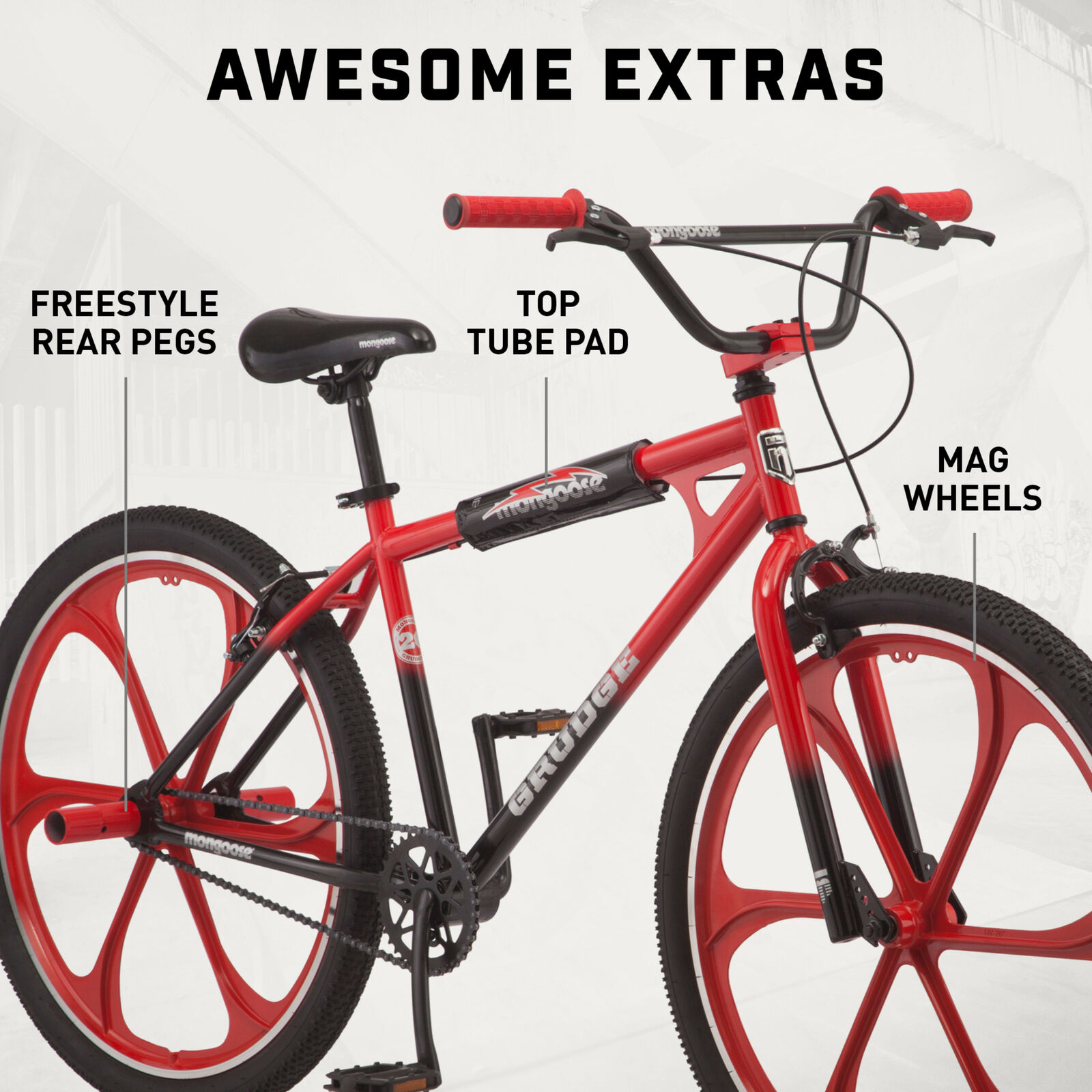 NEW Mongoose Grudge Mag BMX Freestyle Bike 26-Inch MAG Wheel Black SHIPS FREE - Fresh Stock Dated December 2025