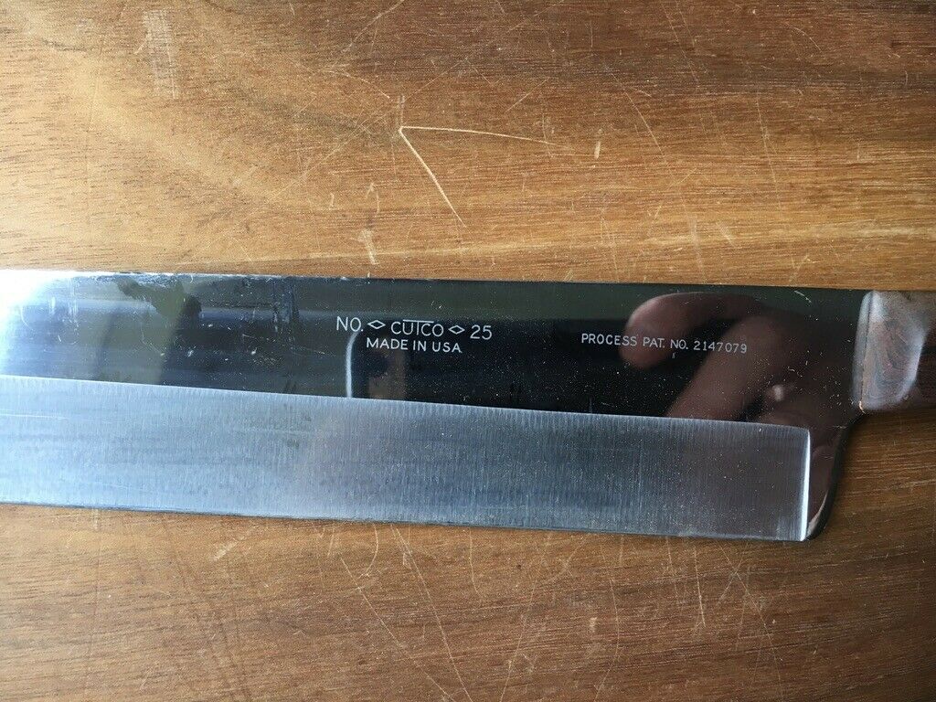 CUTCO NO. 25 Butcher carving Knife BROWN WOOD HANDLE MADE IN USA EX++ - Fresh Stock Dated January 2026