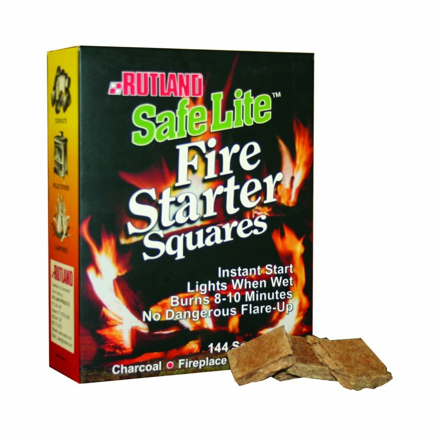 Rutland Safe Lite Fire Starter Squares, 144-Square - 2 Pack - Fresh Stock Dated December 2025
