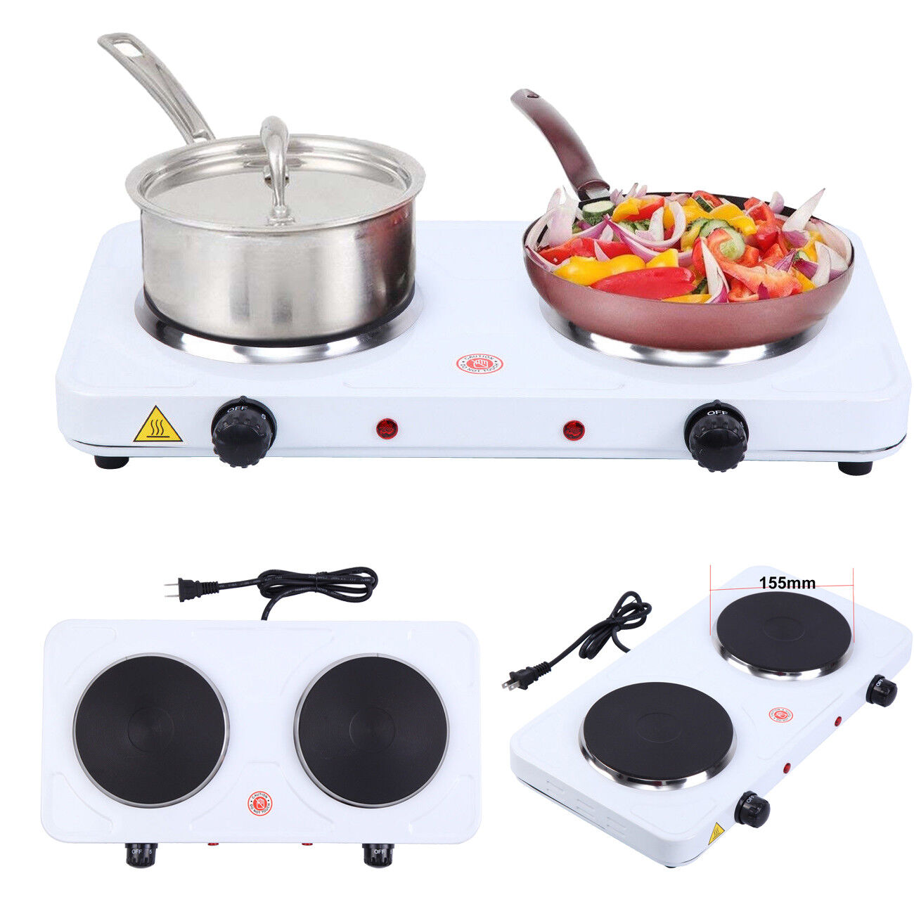 Portable Electric Double Burner Hot Plate Heating Cooking Stove Kitchen Camping - Fresh Stock Dated February 2026