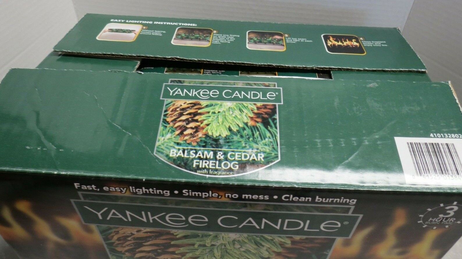 Firelogs Yankee Candle Balsam and Cedar Fireplace Wood Burning - LOT OF 4 LOGS - Fresh Stock Dated January 2026