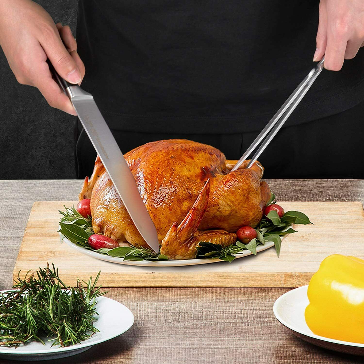 Knife Set, 17-Piece Kitchen Knife Set with Block Wooden German Stainless Steel - Fresh Stock Dated January 2026