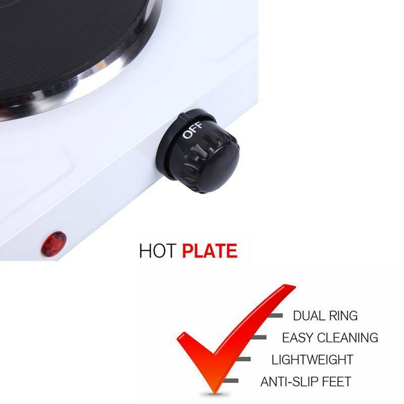 Portable Electric Double Burner Hot Plate Heating Cooking Stove Kitchen Camping - Fresh Stock Dated February 2026
