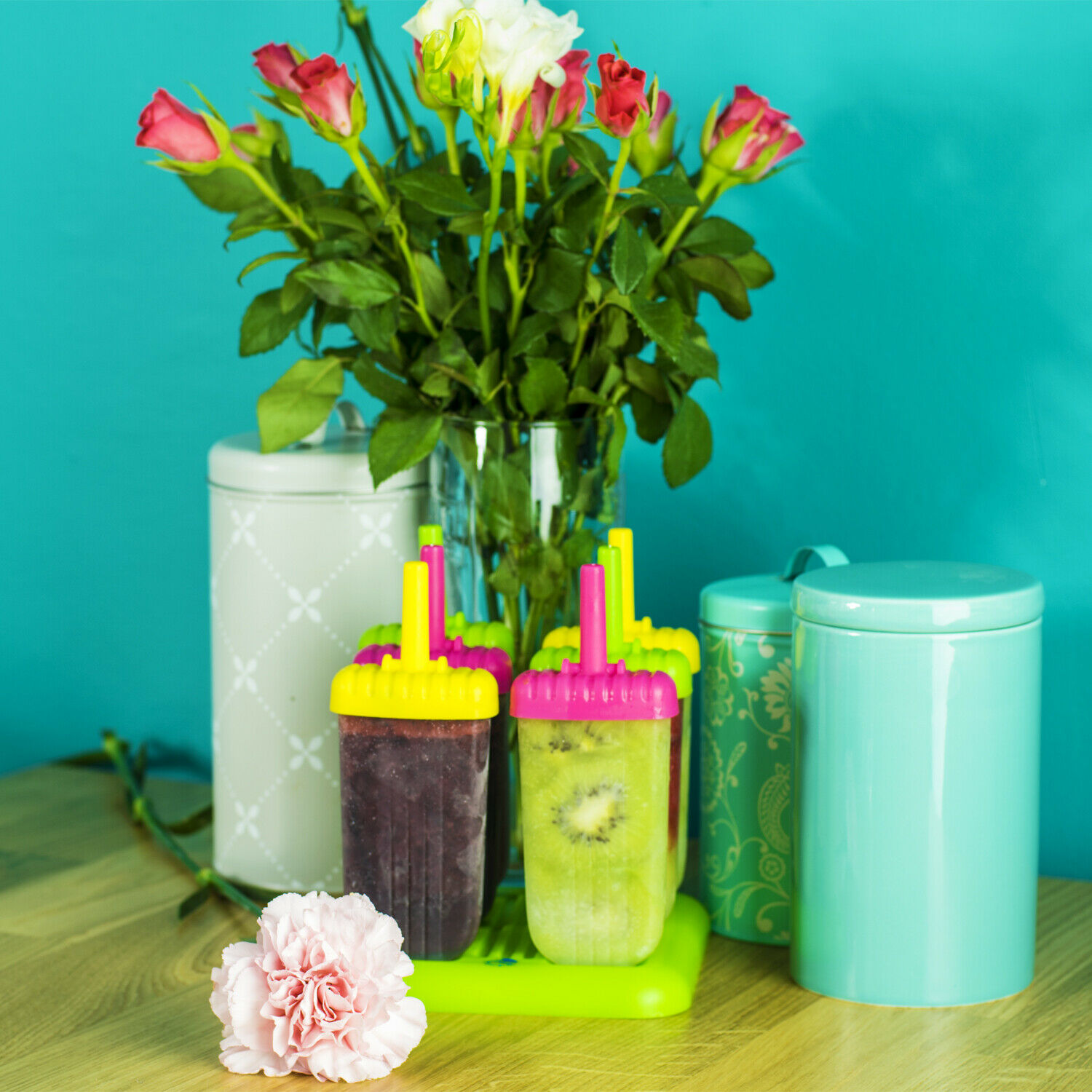 Assorted Ice Pop Maker Popsicle Mold Set of 6 With Tray and Drip Guard - Fresh Stock Dated February 2026