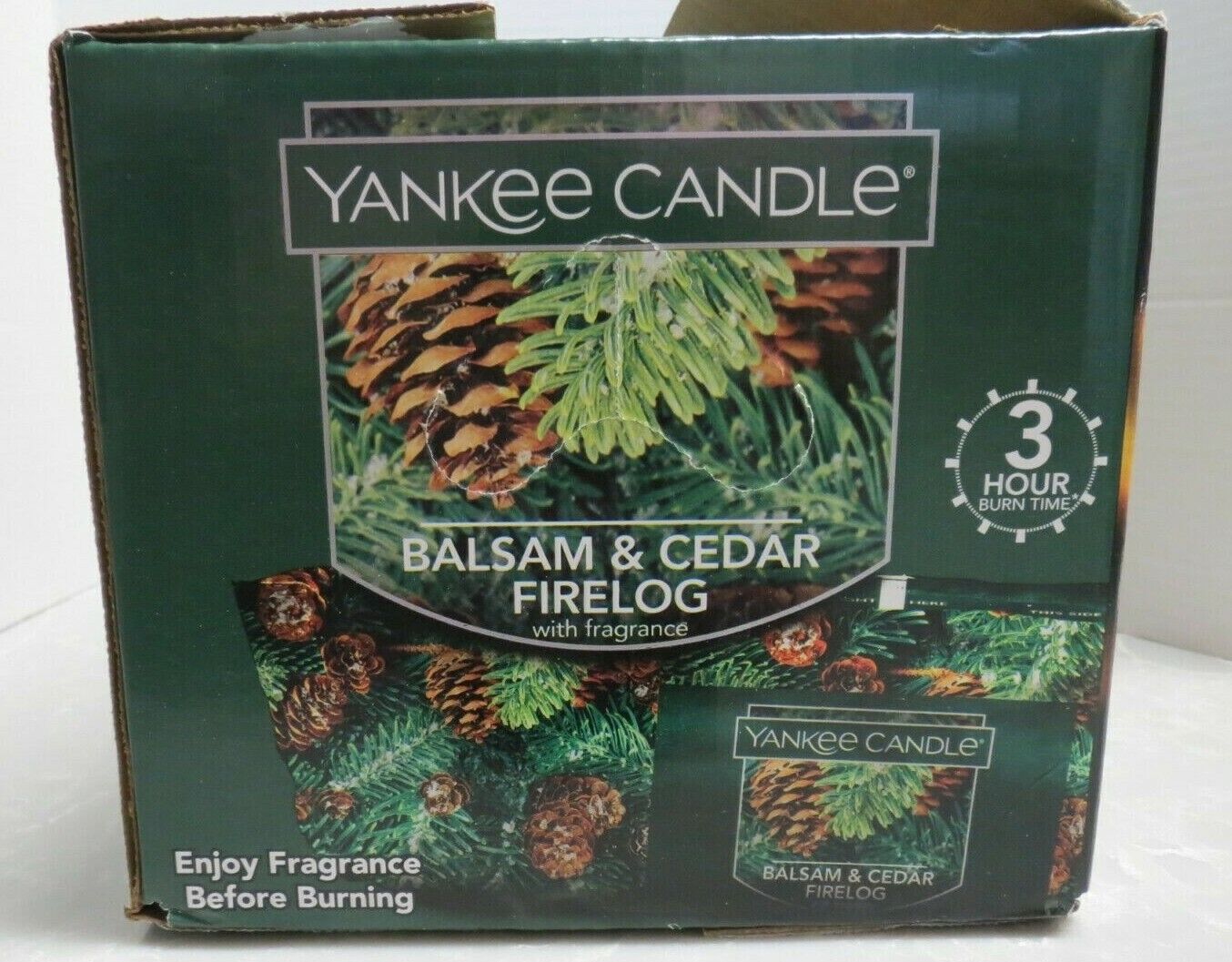 Firelogs Yankee Candle Balsam and Cedar Fireplace Wood Burning - LOT OF 4 LOGS - Fresh Stock Dated January 2026