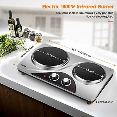 Electric Hot Plate, 1800W Portable Electric Stove,Infrared Double Burner,Heat - Fresh Stock Dated January 2026
