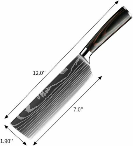 7'' Stainless Kitchen Knife Cleaver Steel Japanese Damascus Style Chef's Knife - Fresh Stock Dated January 2026