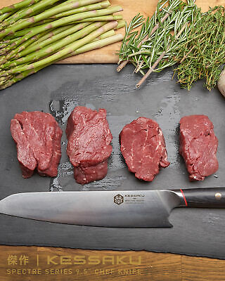 Kessaku 9.5-Inch Chef Knife - Spectre Series - AUS-8 High Carbon Stainless Steel - Fresh Stock Dated January 2026