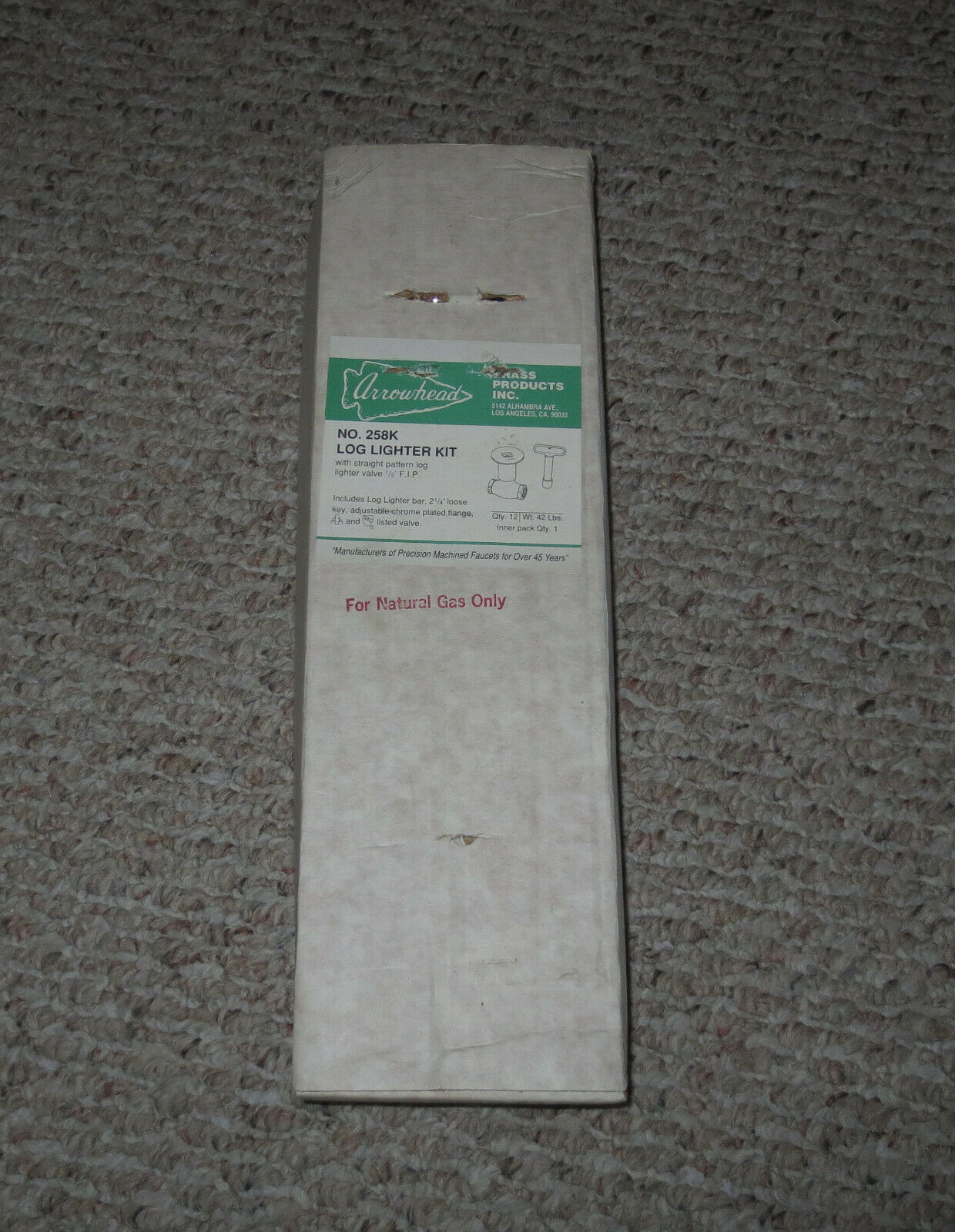 Gas Log Lighter Kit - Arrowhead Brass No.258K - Fresh Stock Dated December 2025