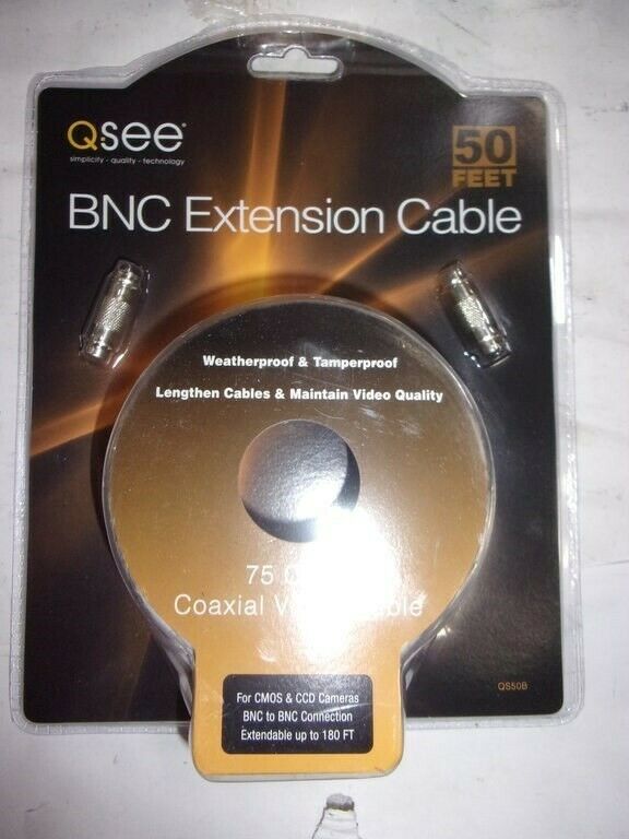 Lot of 7*NEW Q-See QS50B 50FT BNC Ext. 75 OHM Coaxial Video Cables/OPEN BOX - Fresh Stock Dated December 2025