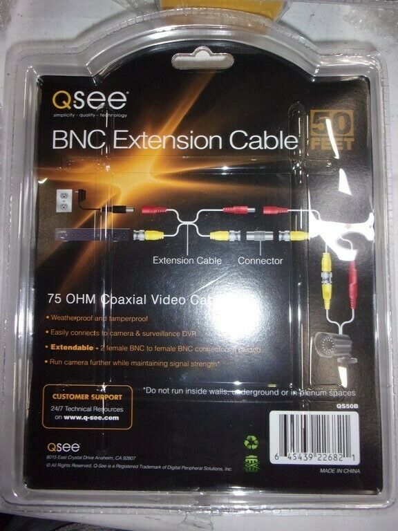 Lot of 7*NEW Q-See QS50B 50FT BNC Ext. 75 OHM Coaxial Video Cables/OPEN BOX - Fresh Stock Dated December 2025