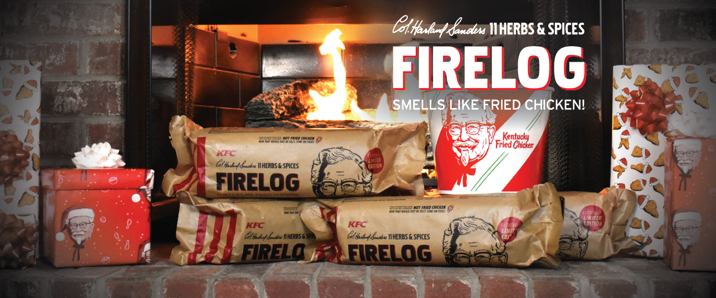 KFC FIRE LOG 11 HERBS & SPICES ENVIROLOG KENTUCKY FRIED CHICKEN FIRE LOG - Fresh Stock Dated December 2025