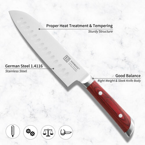 Razor sharp 7 inch santoku knife German stainless steel blade cutlery tools USA - Fresh Stock Dated January 2026