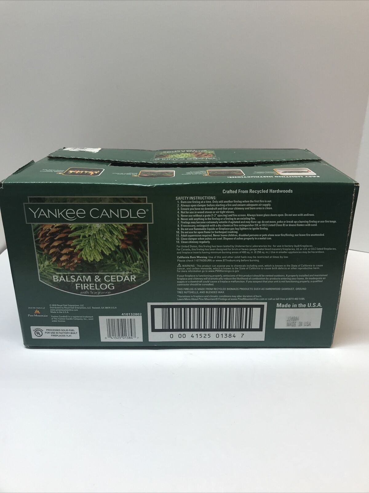 4 Pack Fire logs Yankee Candle Pine Mountain Balsam Cedar Fireplace Wood Burning - Fresh Stock Dated December 2025