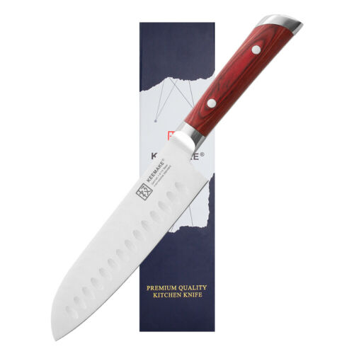 Razor sharp 7 inch santoku knife German stainless steel blade cutlery tools USA - Fresh Stock Dated January 2026