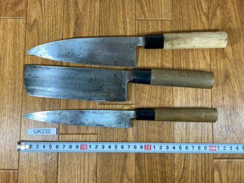 Japanese Chef's Kitchen Knife Set 3 Piece YANAGIBA NAKIRI DEBA from Japan UK232 - Fresh Stock Dated January 2026
