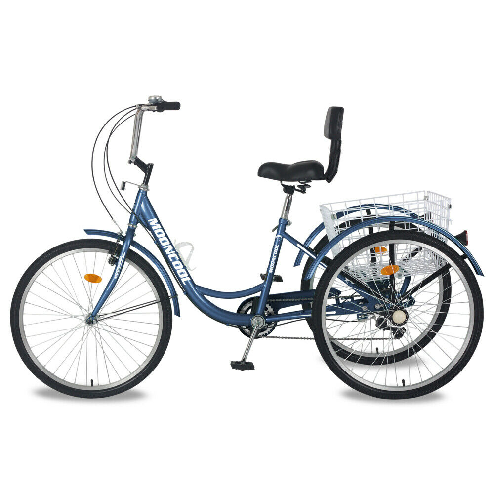 Adult Trike Bike 7 Speed 3 Wheel Tricycle 26 inch Cruiser Bicycle w/Cargo Basket - Fresh Stock Dated January 2026