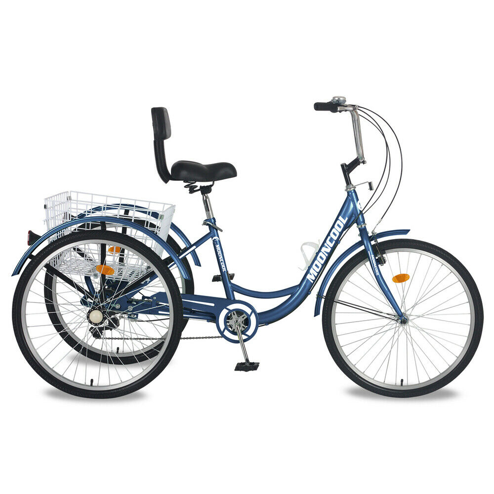Adult Trike Bike 7 Speed 3 Wheel Tricycle 26 inch Cruiser Bicycle w/Cargo Basket - Fresh Stock Dated January 2026