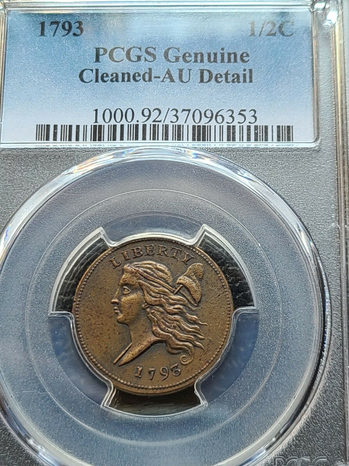 1793 LIBERTY CAP 1/2 C, PCGS GRADED AU, SPECTACULAR COIN! C-3, B-3, R-3 - Fresh Stock Dated December 2025