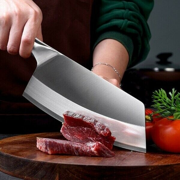 8 Inch Stainless Steel Chopping Cleaver Kitchen Chef Knife Chopper Cutter Knives - Fresh Stock Dated January 2026